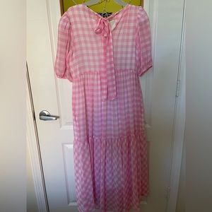 English Factory Midi Pink Gingham Dress